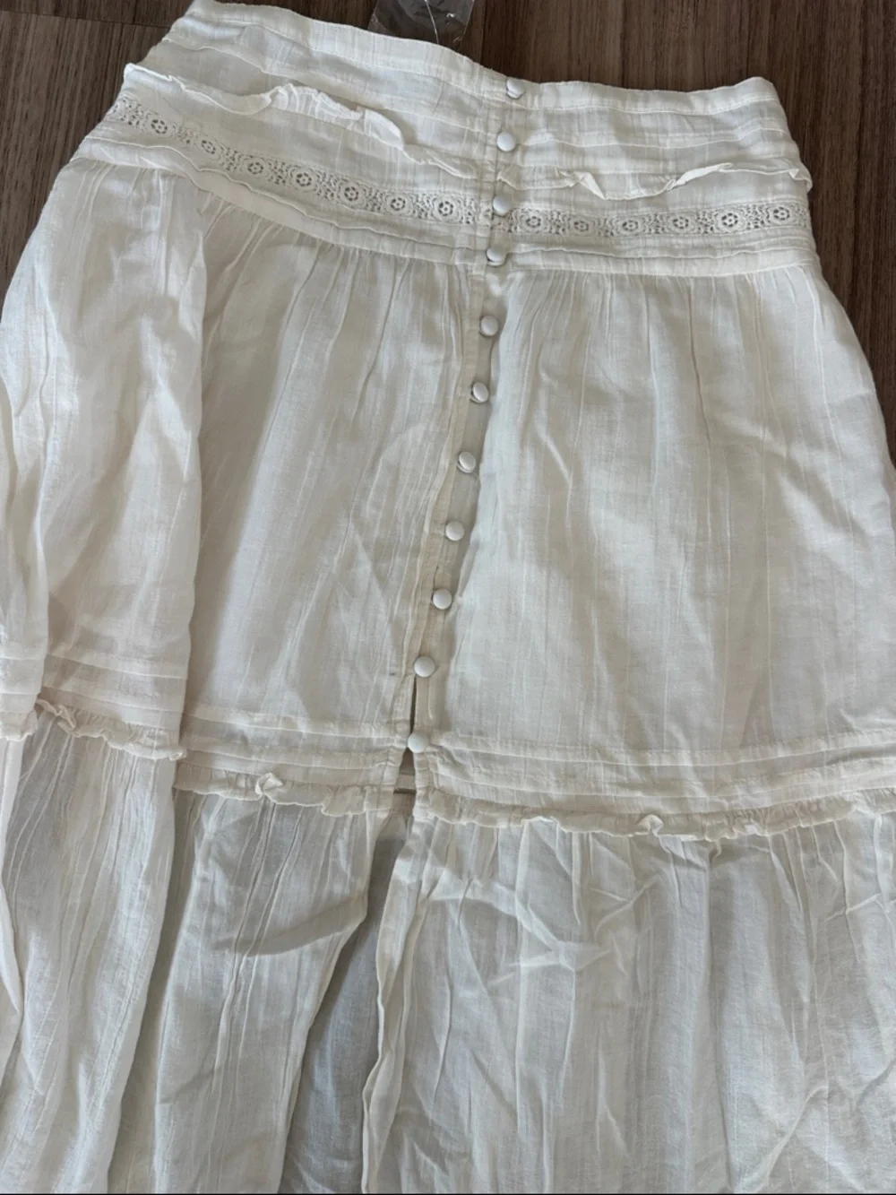 Aerie Bohemian White Tiered Cotton Skirt - Picture 2 of 9